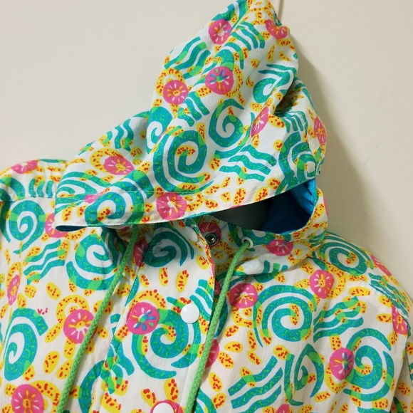 Vtg Multi Colored Windbraker Hoodie Jacket Duffel - Picture 5 of 5